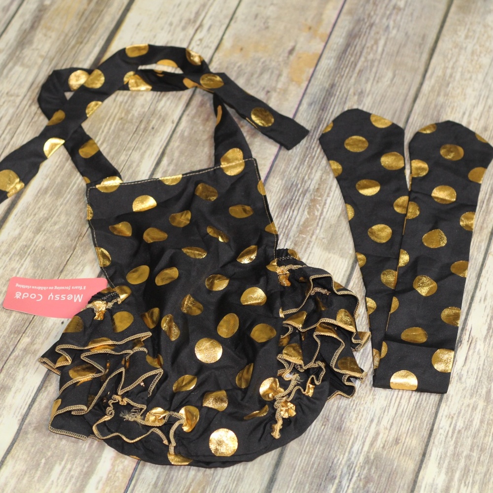 Gold Dot Outfit Infant Ruffle Bodysuit Set - Picture 5 of 8
